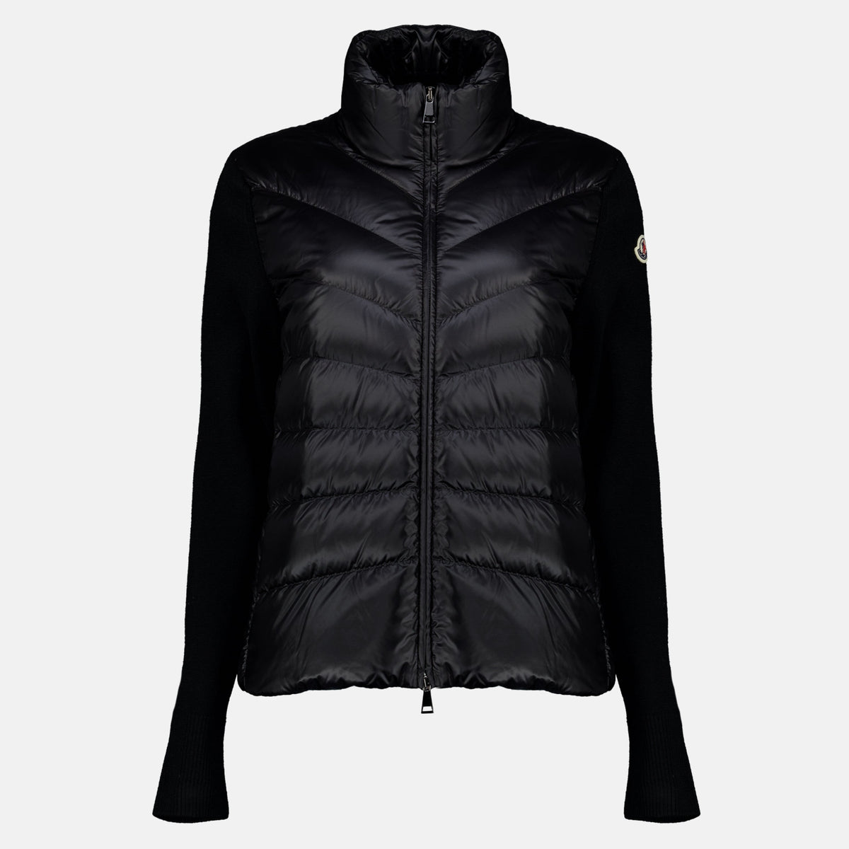 Black Bi-Material Cardigan