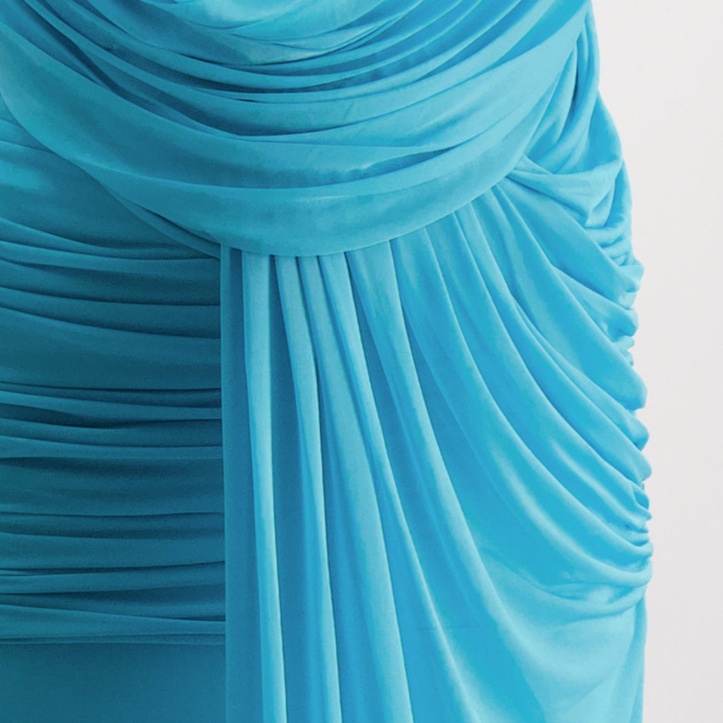 Image of Draped Blue Dress by Christopher Esber for Women - Season Spring-Summer 2026 - Detail View 1