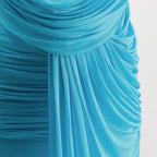 Imagem do Vestido Azul Drapado de Christopher Esber para Mulheres - Temporada Primavera-Verão 2026 - Detalhe Vista 1