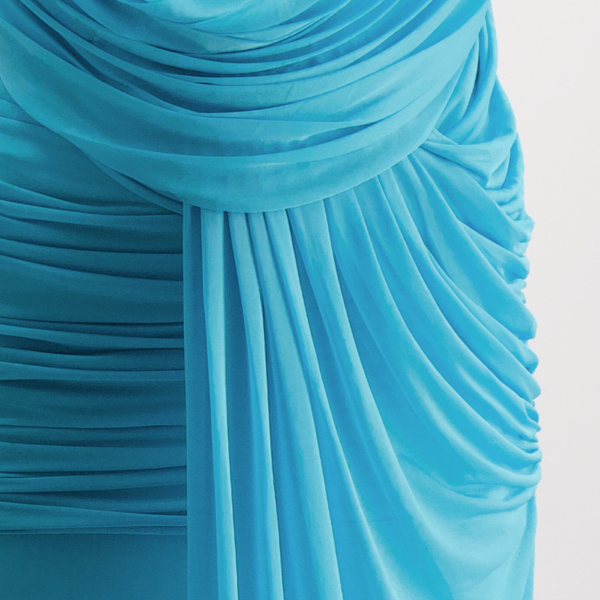 Imagem do Vestido Azul Drapado de Christopher Esber para Mulheres - Temporada Primavera-Verão 2026 - Detalhe Vista 1