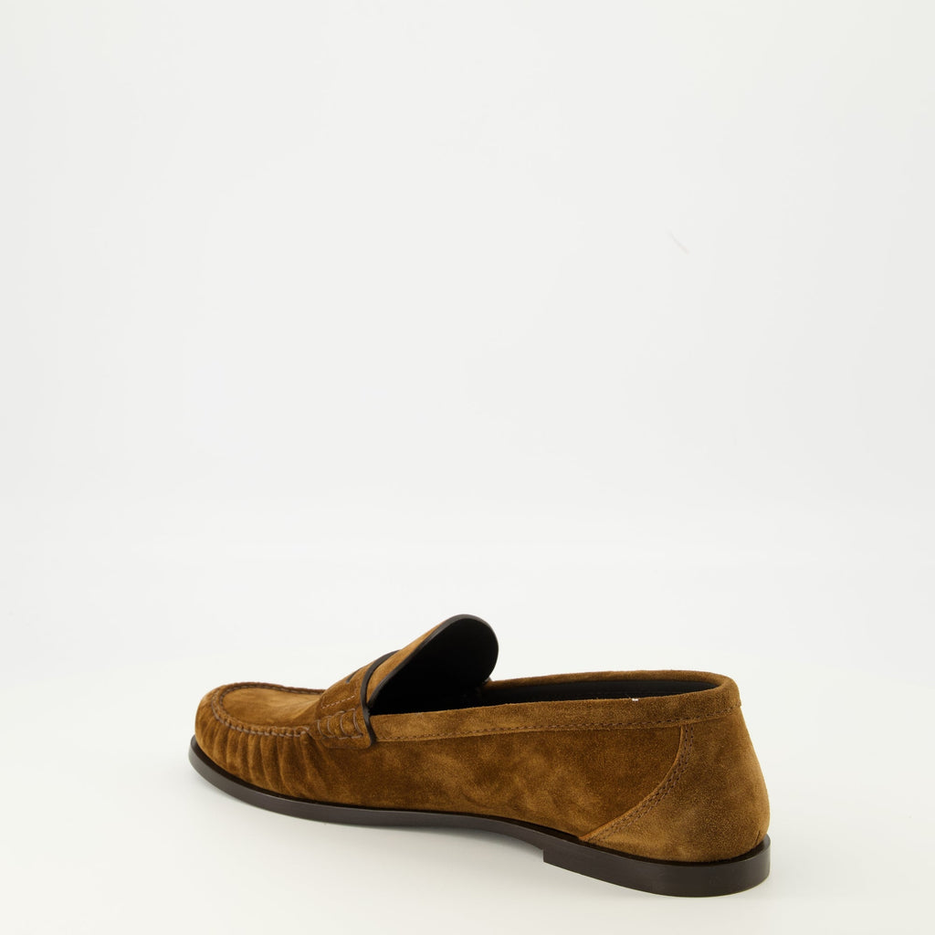 brown suede loafers, Saint Laurent loafers, comfortable loafers, moccasin shoes, stylish footwear
