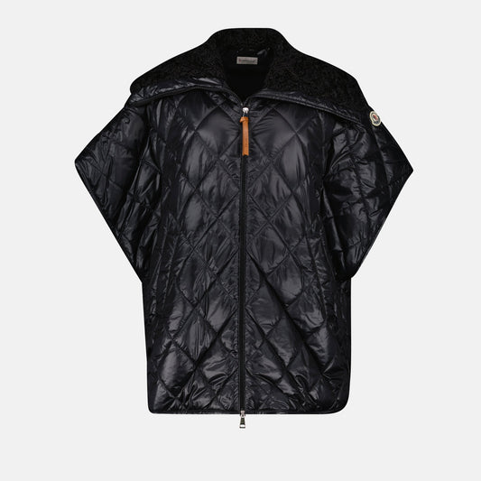 Quilted cape, Oversize fit, Black cape, Fall winter collection, Moncler cape