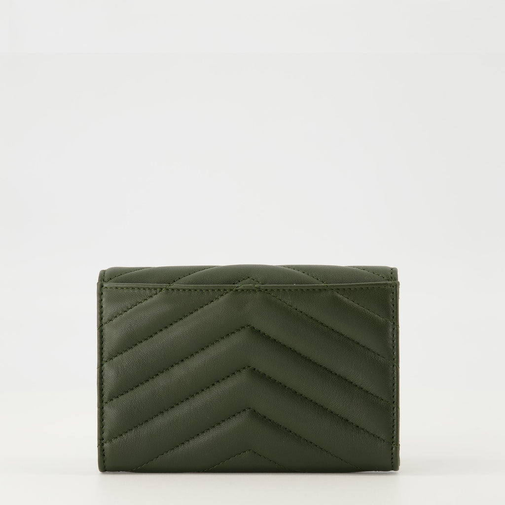 Saint Laurent wallet, Kaki wallet, leather wallet, luxurious accessories, high-end fashion