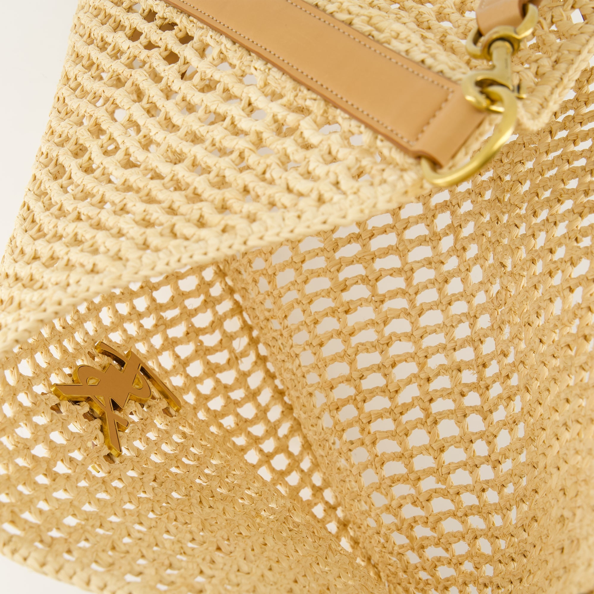 Oxalis Bag, Saint Laurent, raphia bag, beige handbag, designer accessories