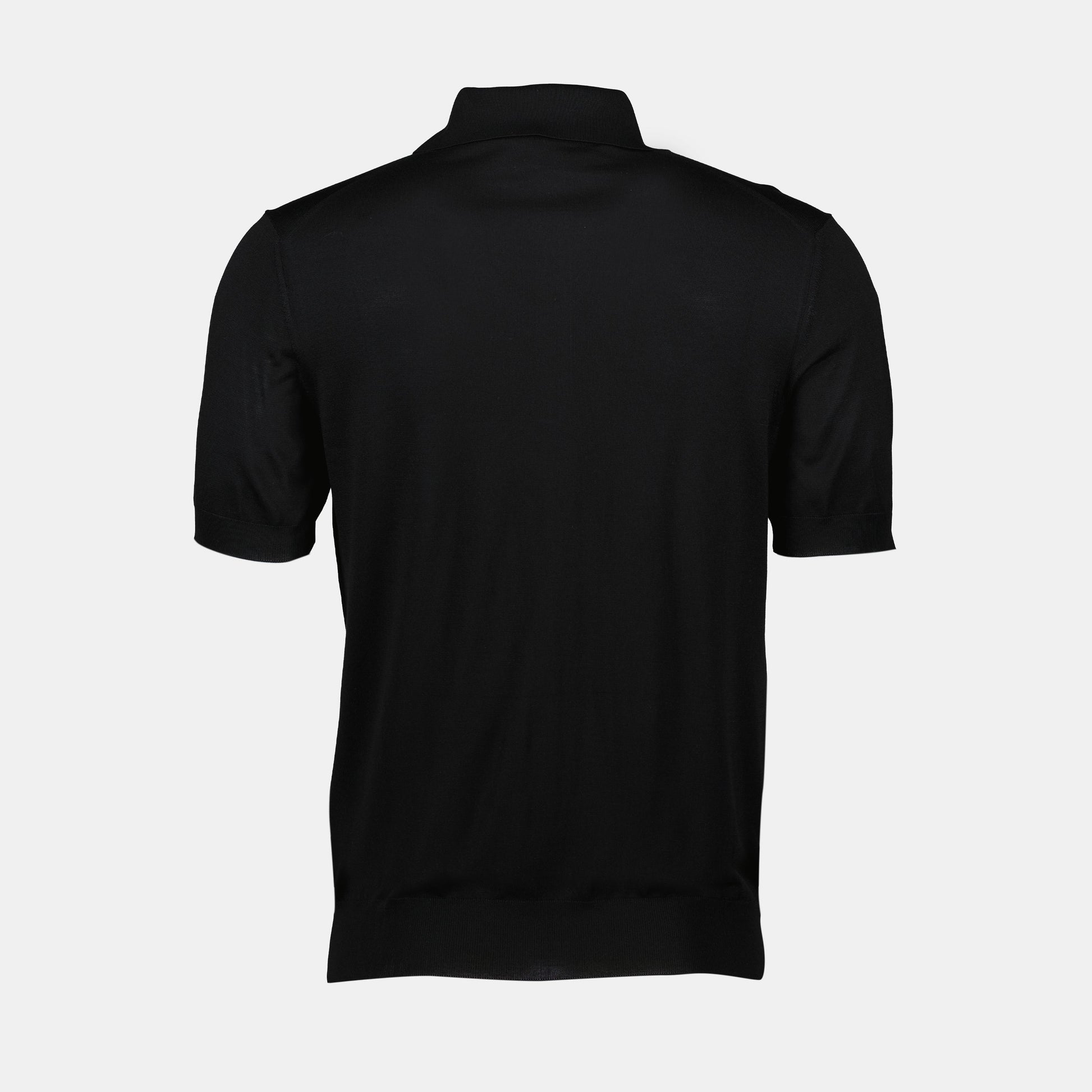 black silk polo, Prada, men's polo shirt, classic polo, luxury apparel