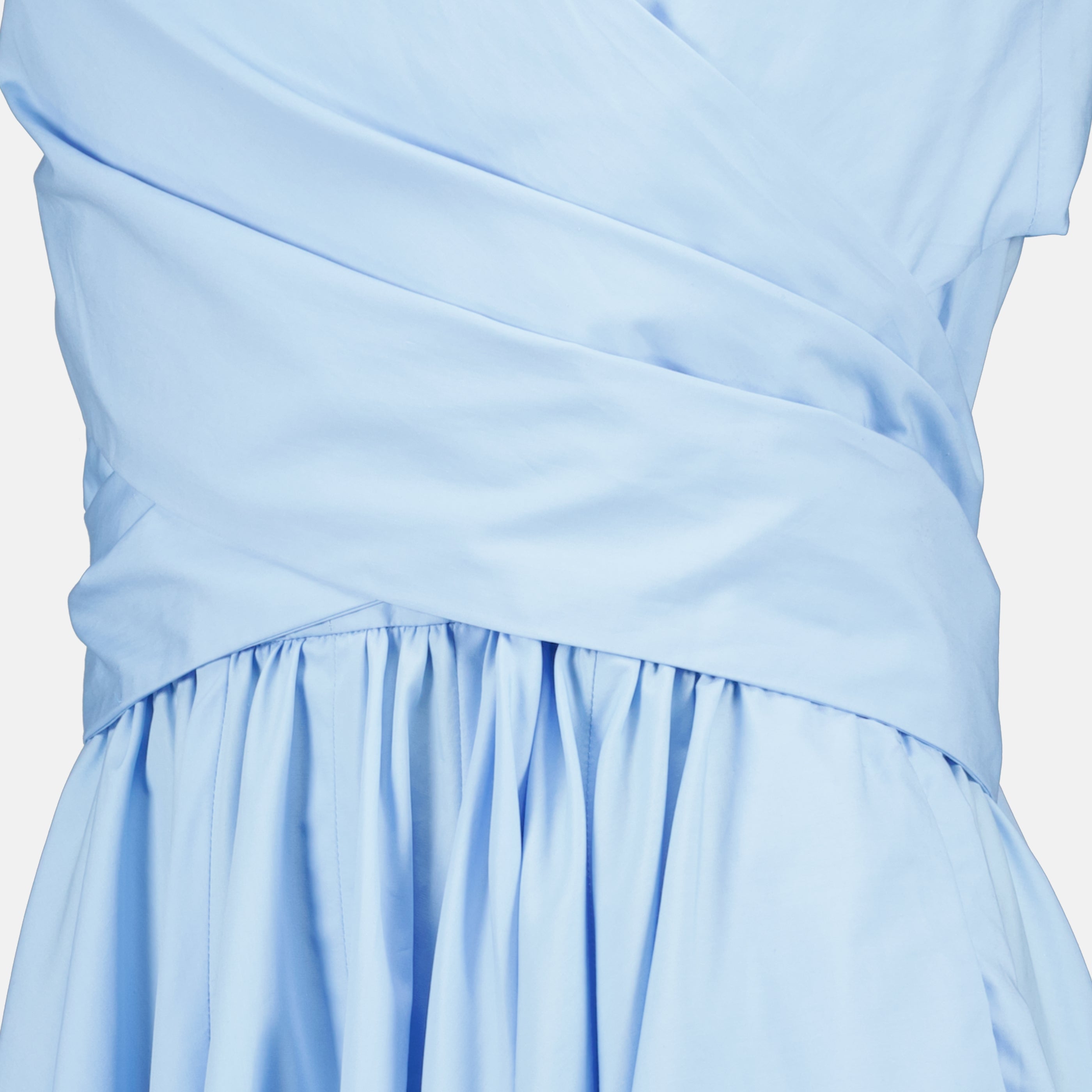 Image of Draped Cotton Dress in Blue by Patou for Women - Season Spring-Summer 2026 - Detail View 1