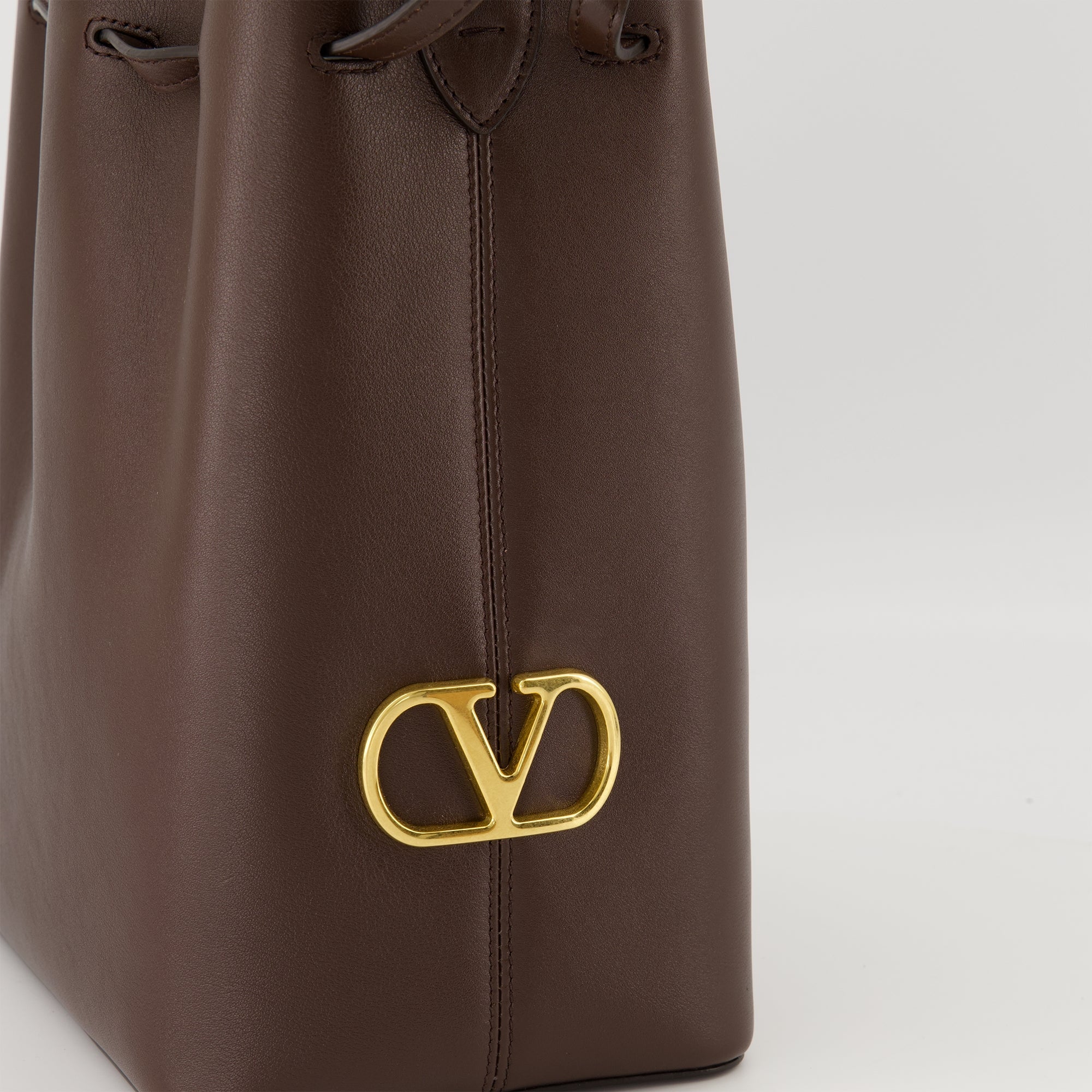 bucket bag, Valentino Garavani, brown leather bag, elegant handbag, designer accessories