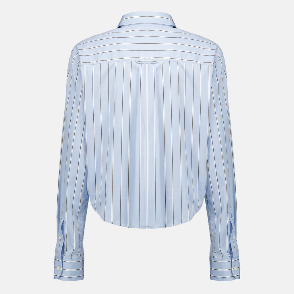 Camisa de algodón a rayas azules
