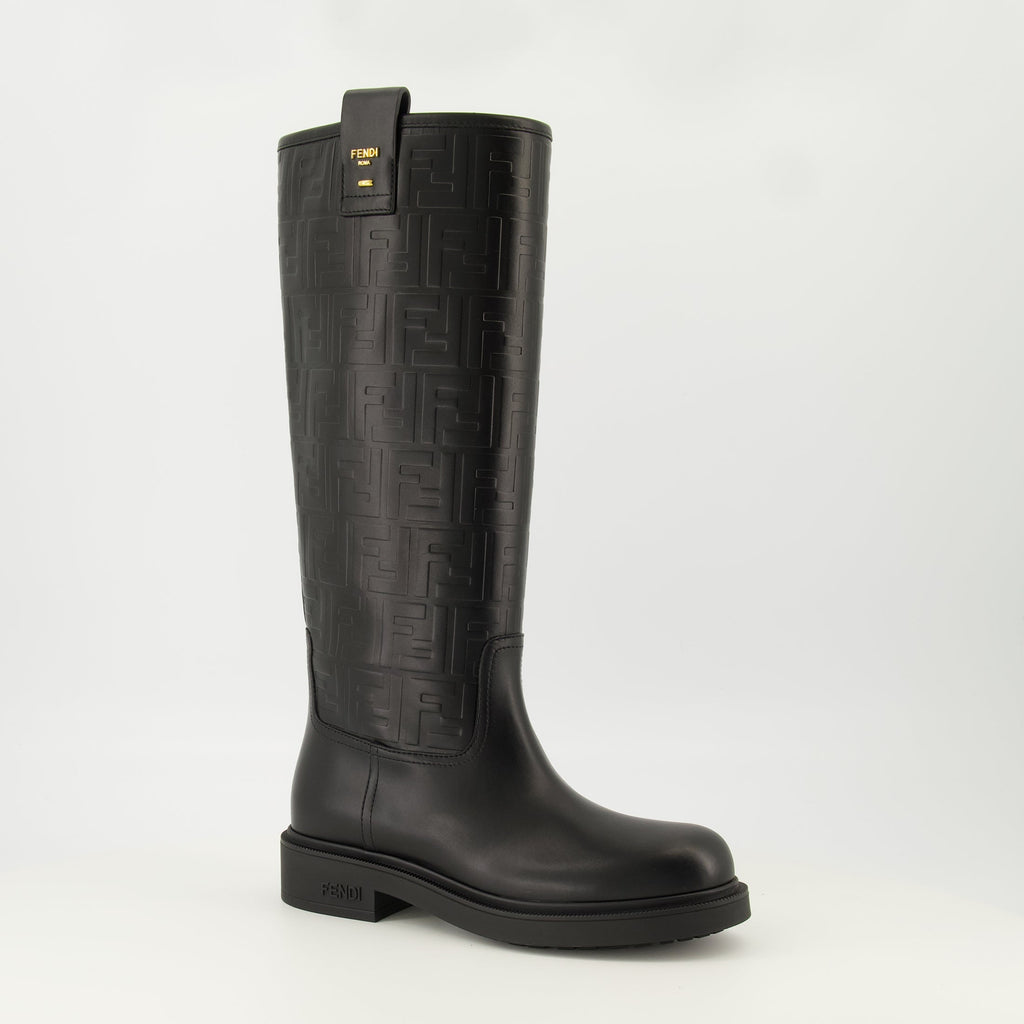Fendi Filo boots, black leather boots, autumn-winter footwear, slip-on boots, premium quality shoes