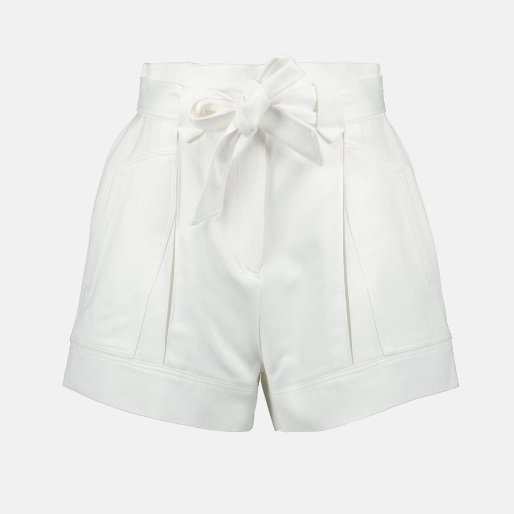 Hanno white shorts, Iro cotton shorts, adjustable waist shorts, women's summer shorts, chic white shorts