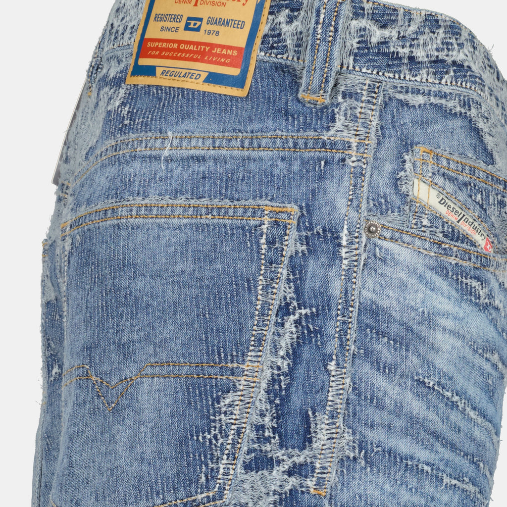 D-Macro jeans, denim jeans, faded blue jeans, wide cut jeans, vintage effect jeans
