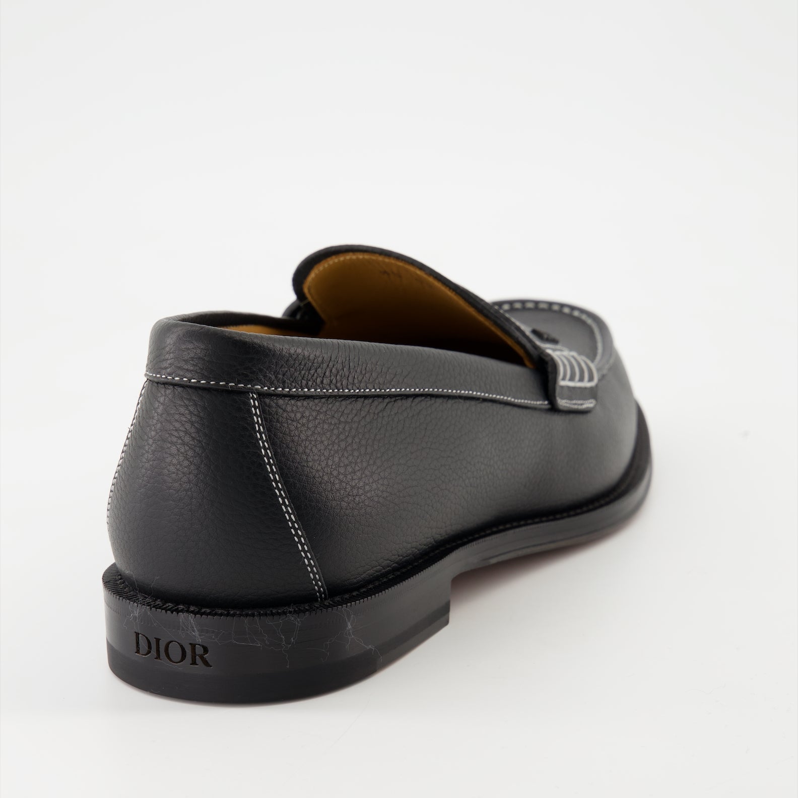 Dior Granville Moccasins, Grain Leather Moccasins, Luxury Black Moccasins, Autumn-Winter Collection, High-End Footwear