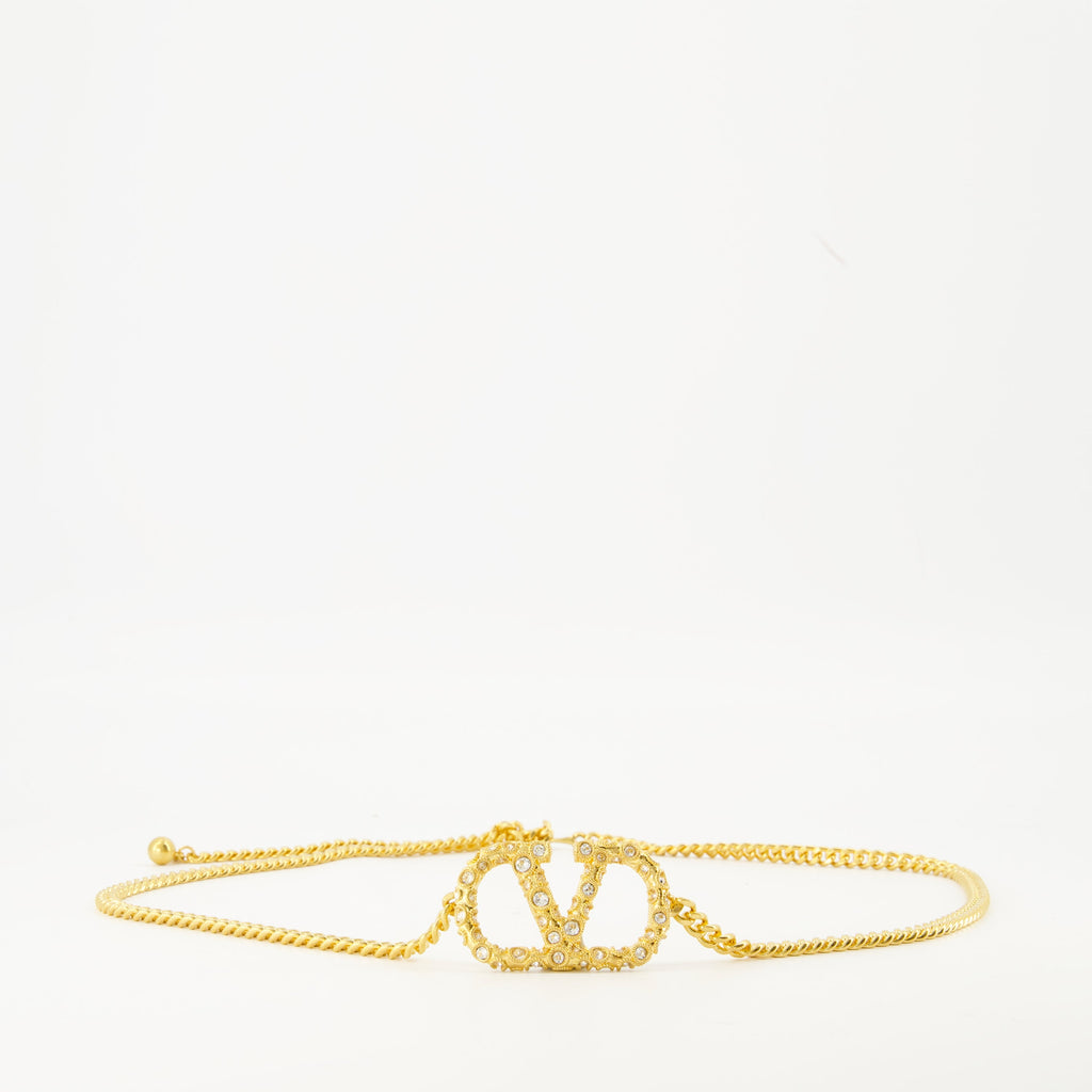 Vlogo chain belt, Valentino accessory, gold chain belt, Swarovski crystals belt, Autumn-Winter 2025