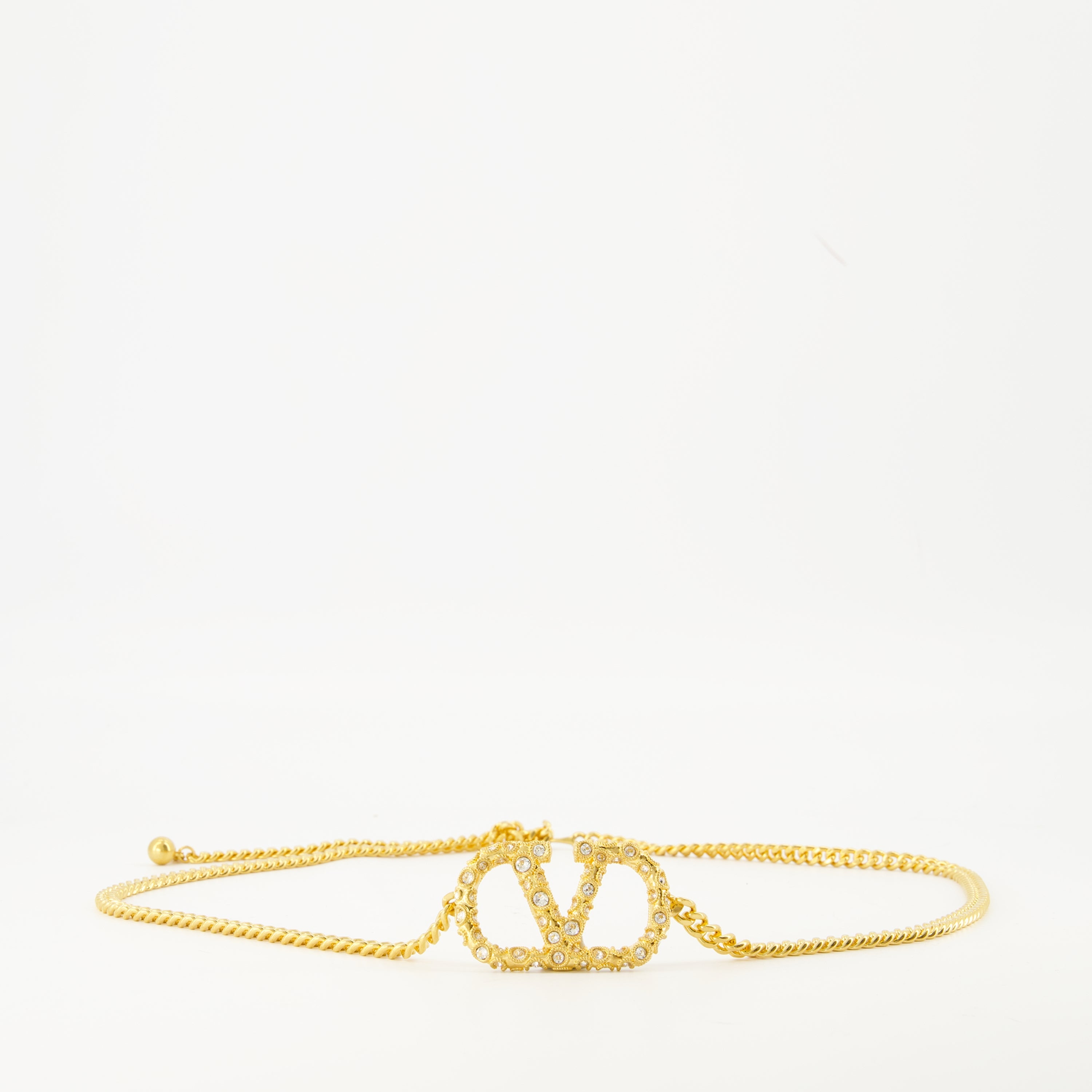 Vlogo chain belt, Valentino accessory, gold chain belt, Swarovski crystals belt, Autumn-Winter 2025
