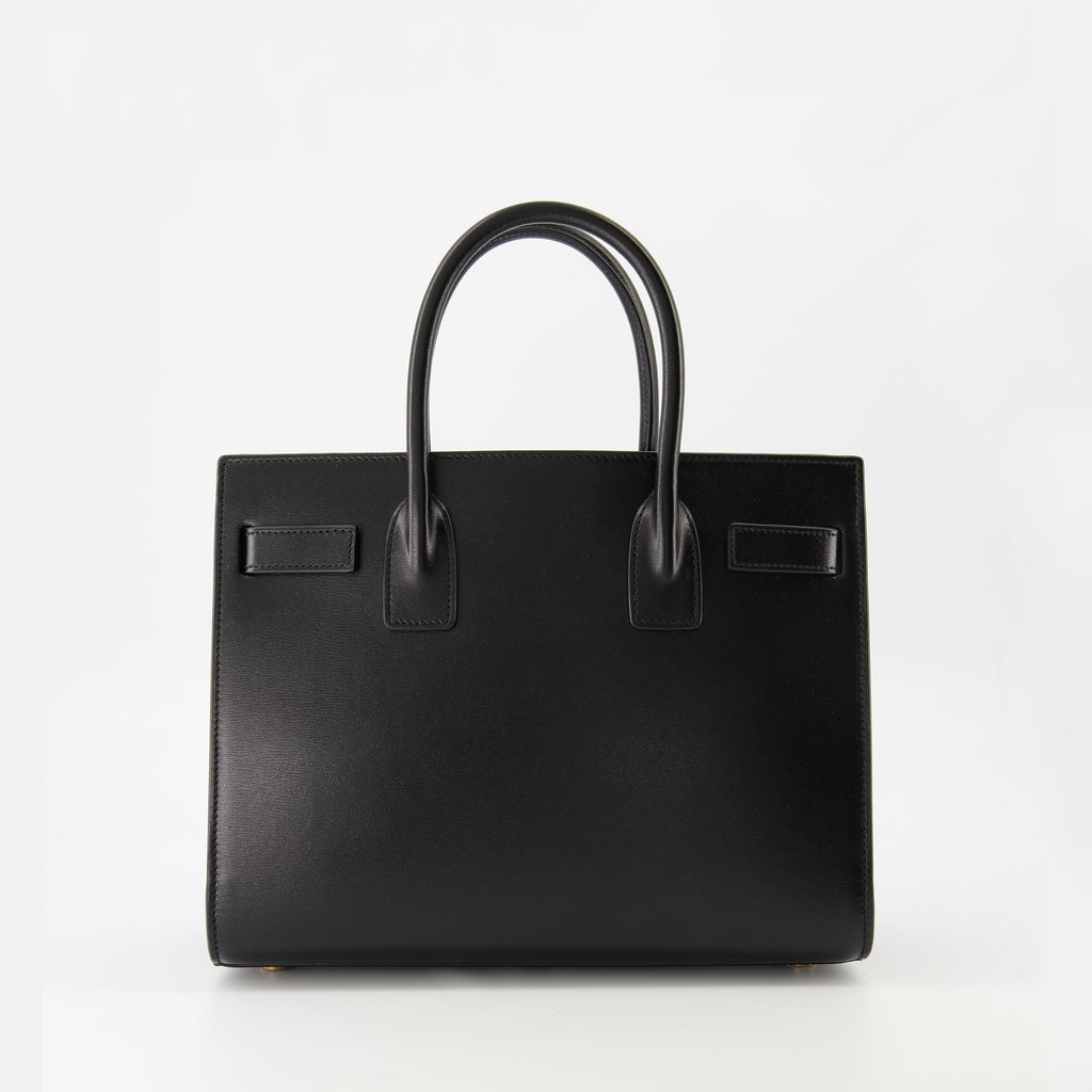 baby black day bag, Saint Laurent, smooth calf leather bag, elegant handbag, adjustable shoulder strap