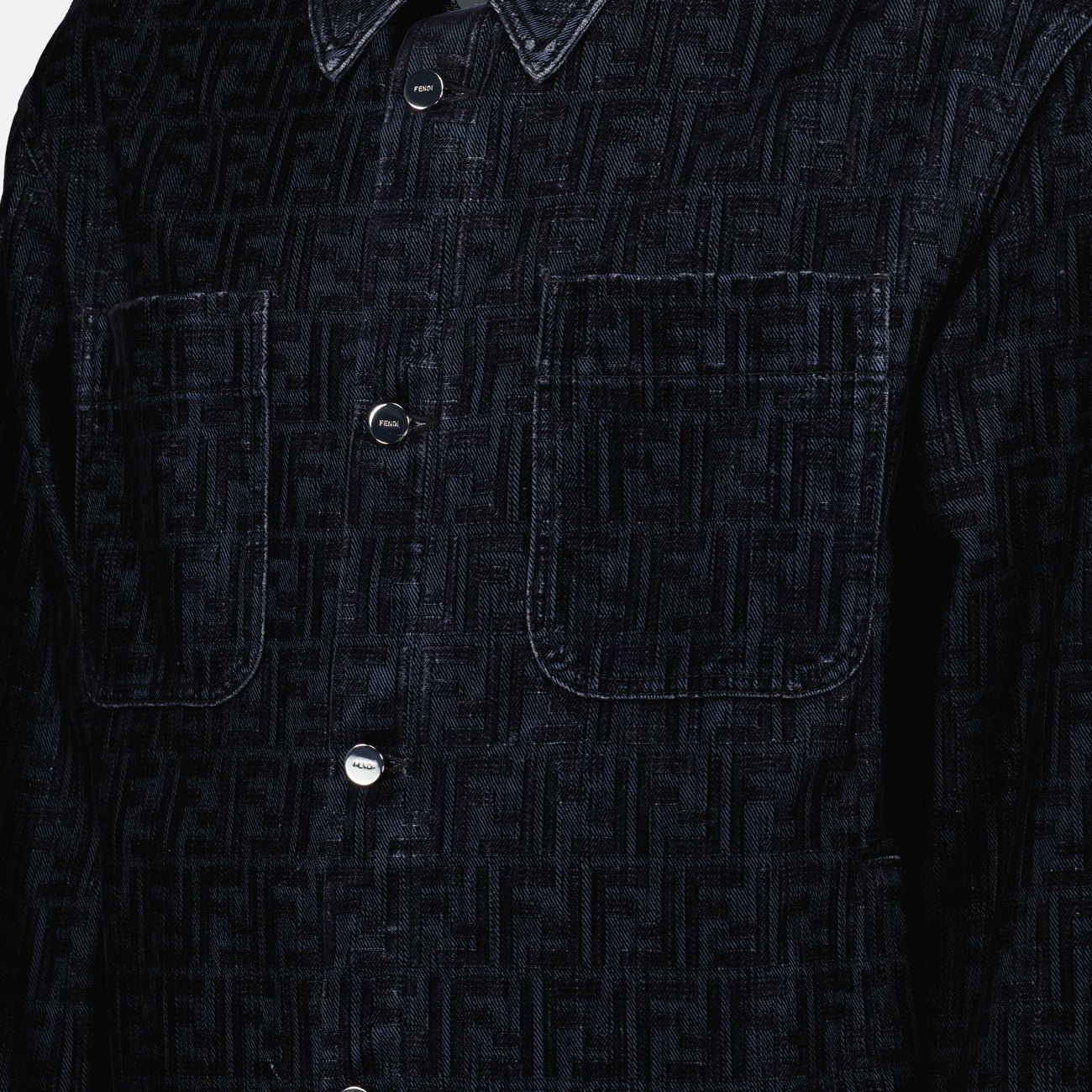 FF denim shirt, blue denim shirt, Fendi 2024, classic collar shirt, stylish men's denim