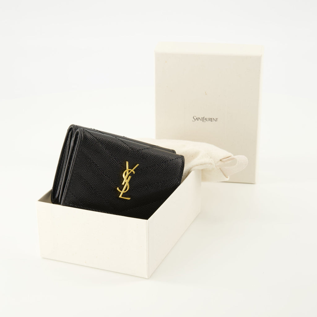 Cassandre Origami Wallet, Saint Laurent Wallet, quilted leather wallet, designer accessories, luxury leather goods