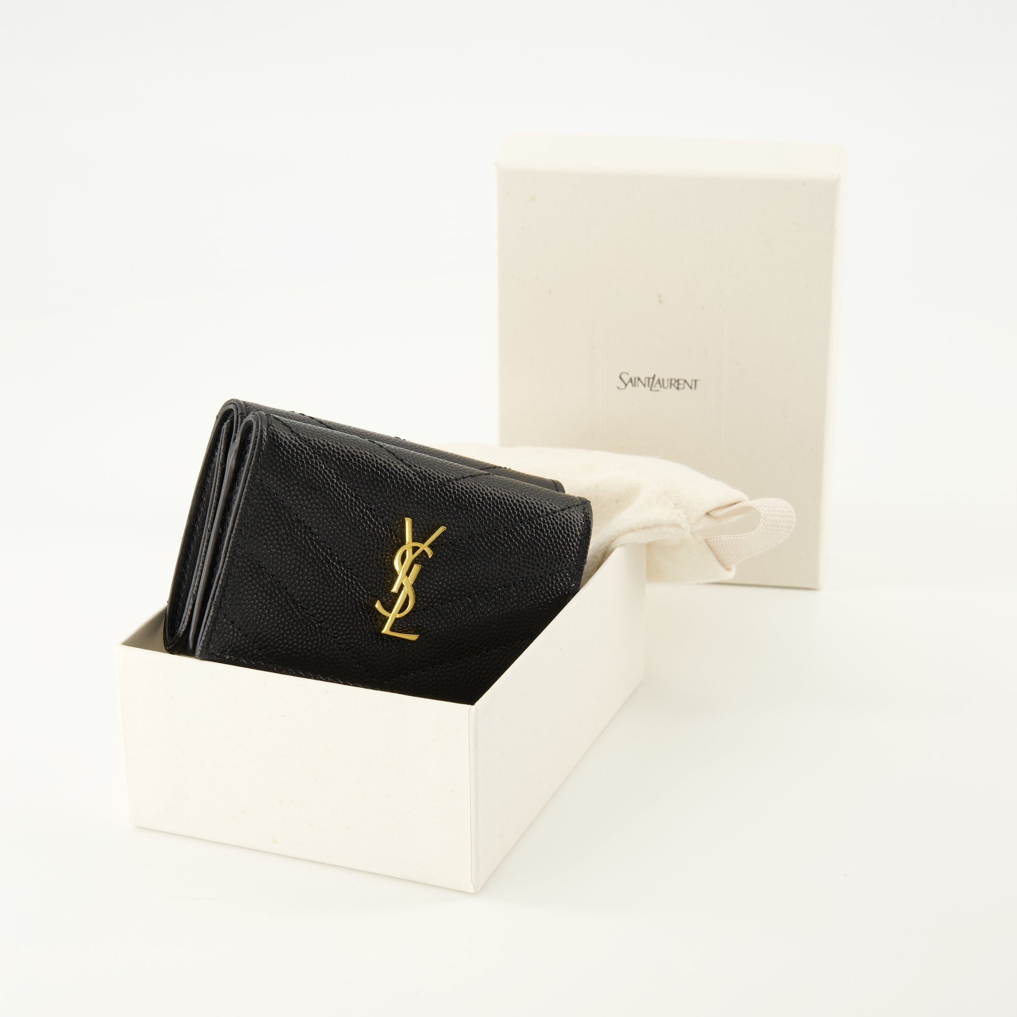 Cassandre Origami Wallet, Saint Laurent Wallet, quilted leather wallet, designer accessories, luxury leather goods