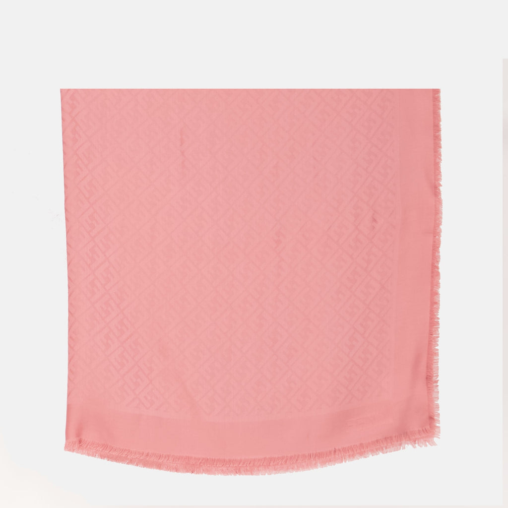 Fendi shawl, pink shawl, silk and wool shawl, FF print shawl, designer accessories