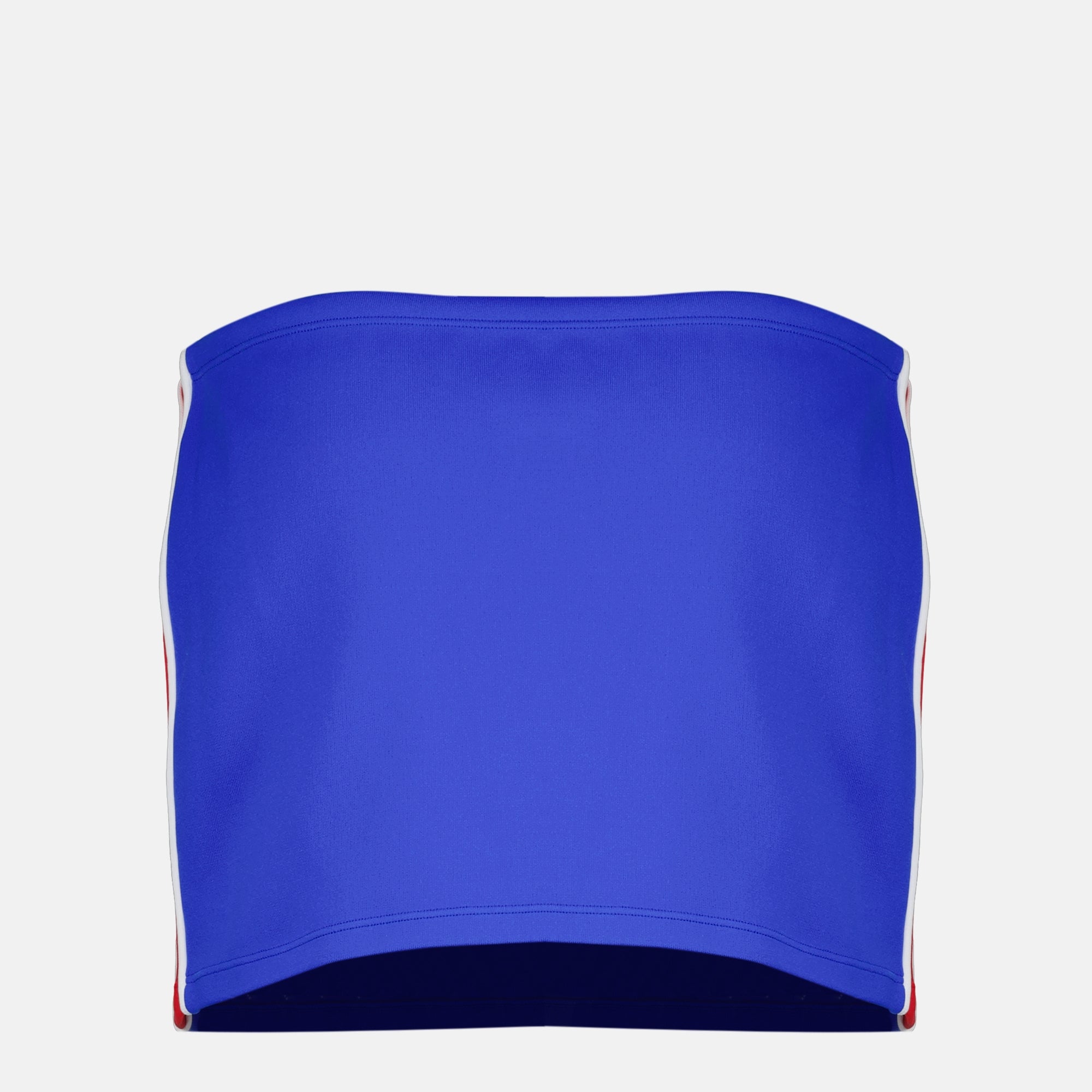 Miu Miu mini skirt, blue red skirt, spring summer collection, fashionable skirt, drawstring closure