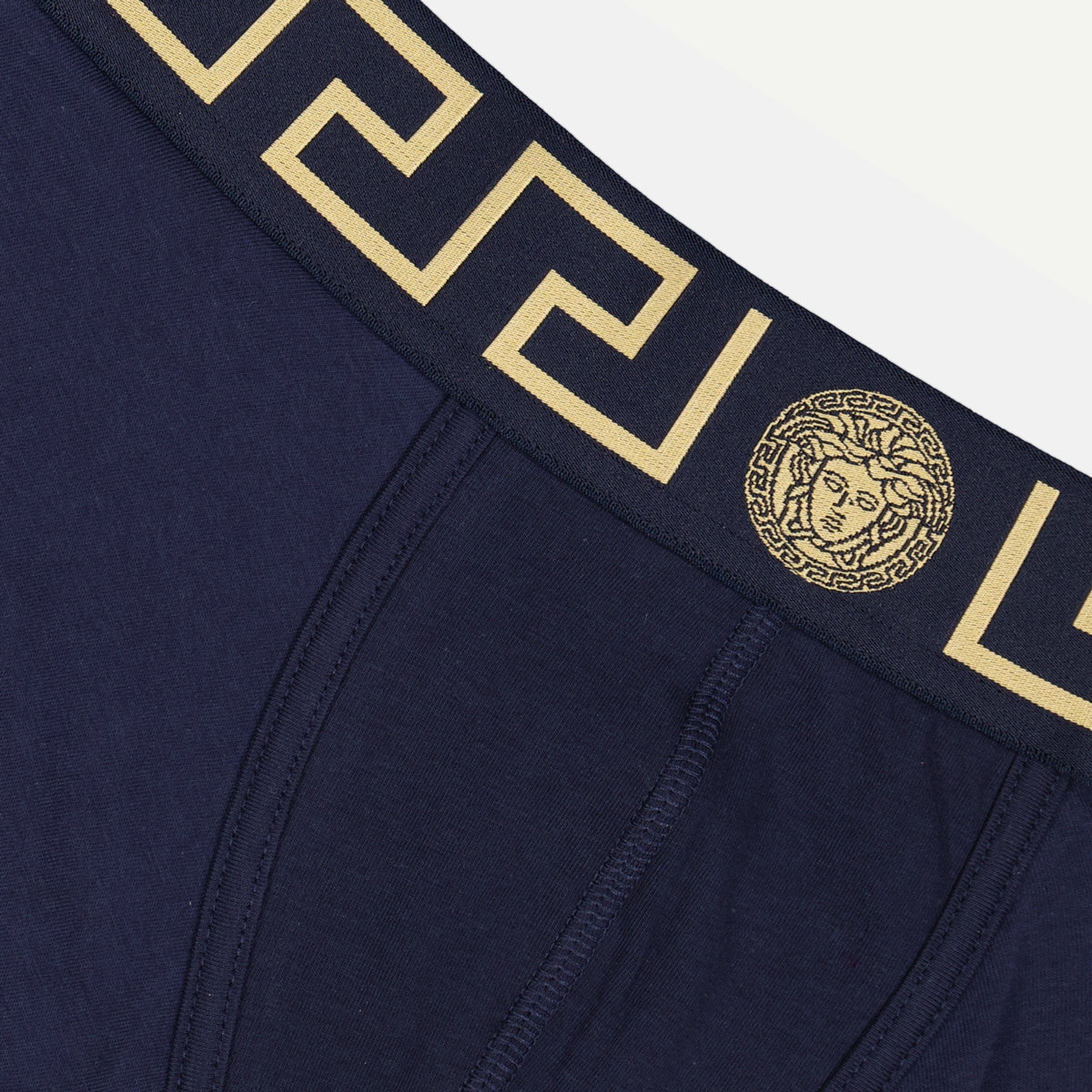 Versace boxer briefs, Medusa Greca, long boxer briefs, blue boxer briefs, men's underwear