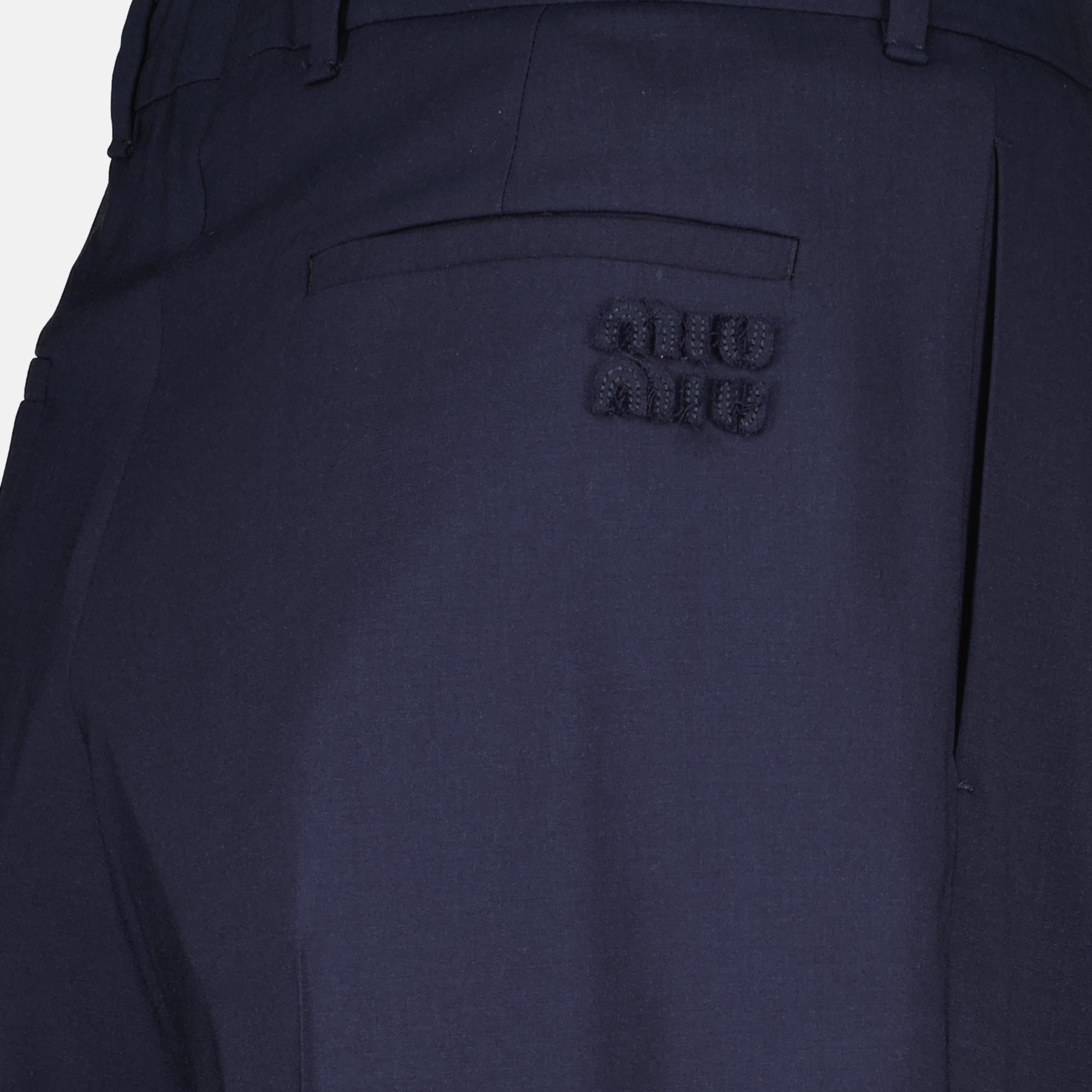 Navy Wool Trousers - Miu Miu | WE IN STYLE