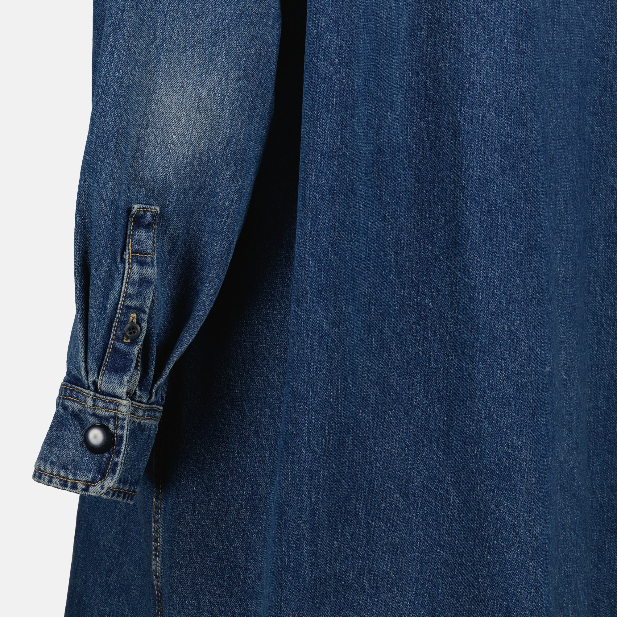 Prada denim shirt, blue denim shirt, classic collar shirt, luxury ready-to-wear, Fall-Winter 2025 collection