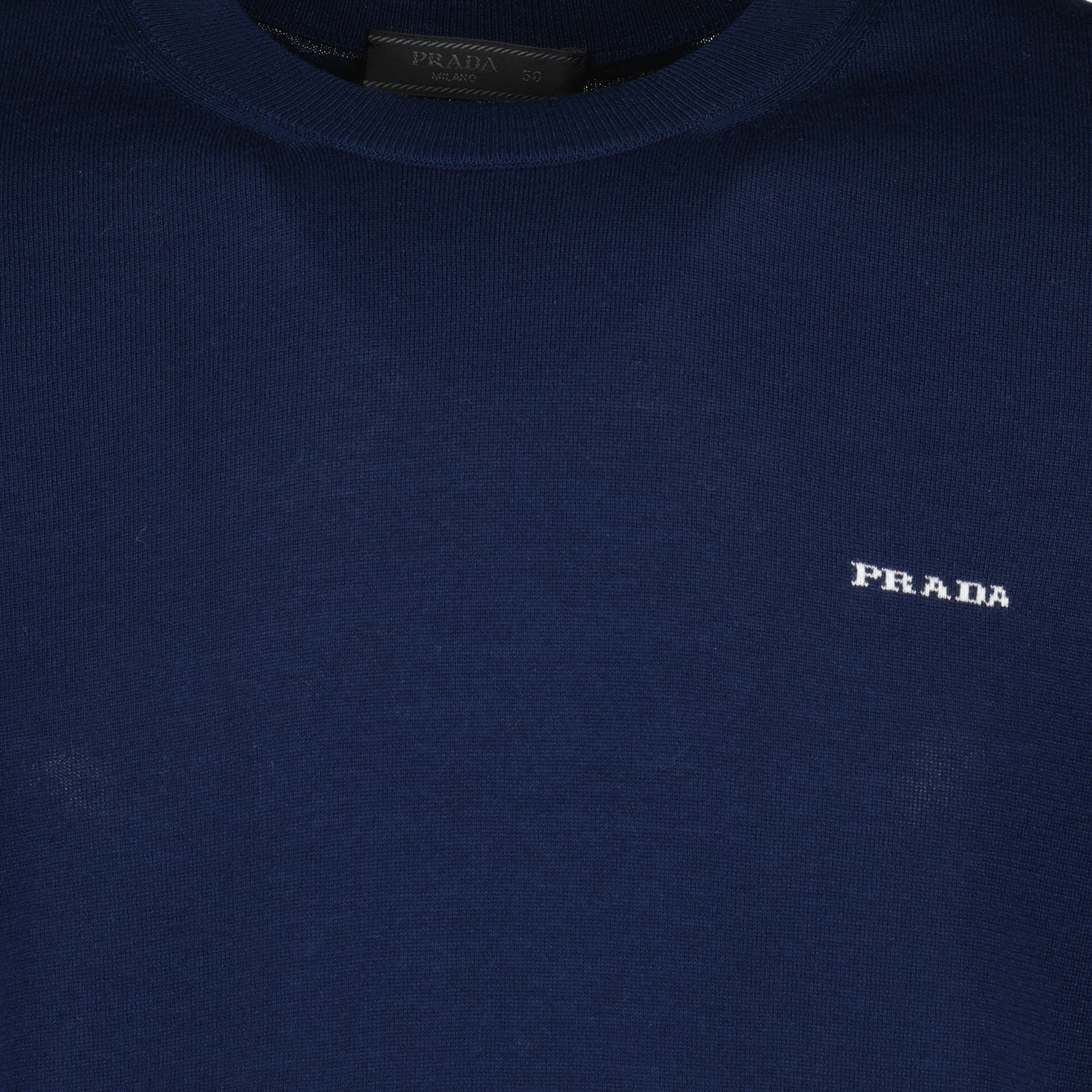 Image of Short Sleeve Blue Pullover by Prada for Men - Season Spring-Summer 2026 - Detail View 1