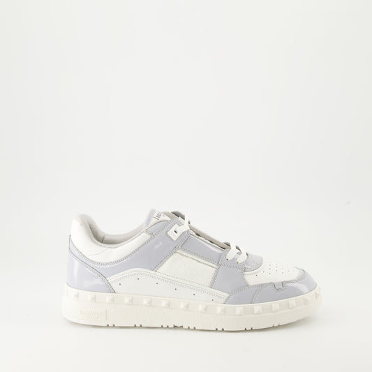 Valentino Garavani sneakers, gray and white sneakers, Freedots collection, luxury men's shoes, Autumn-Winter 2024 footwear