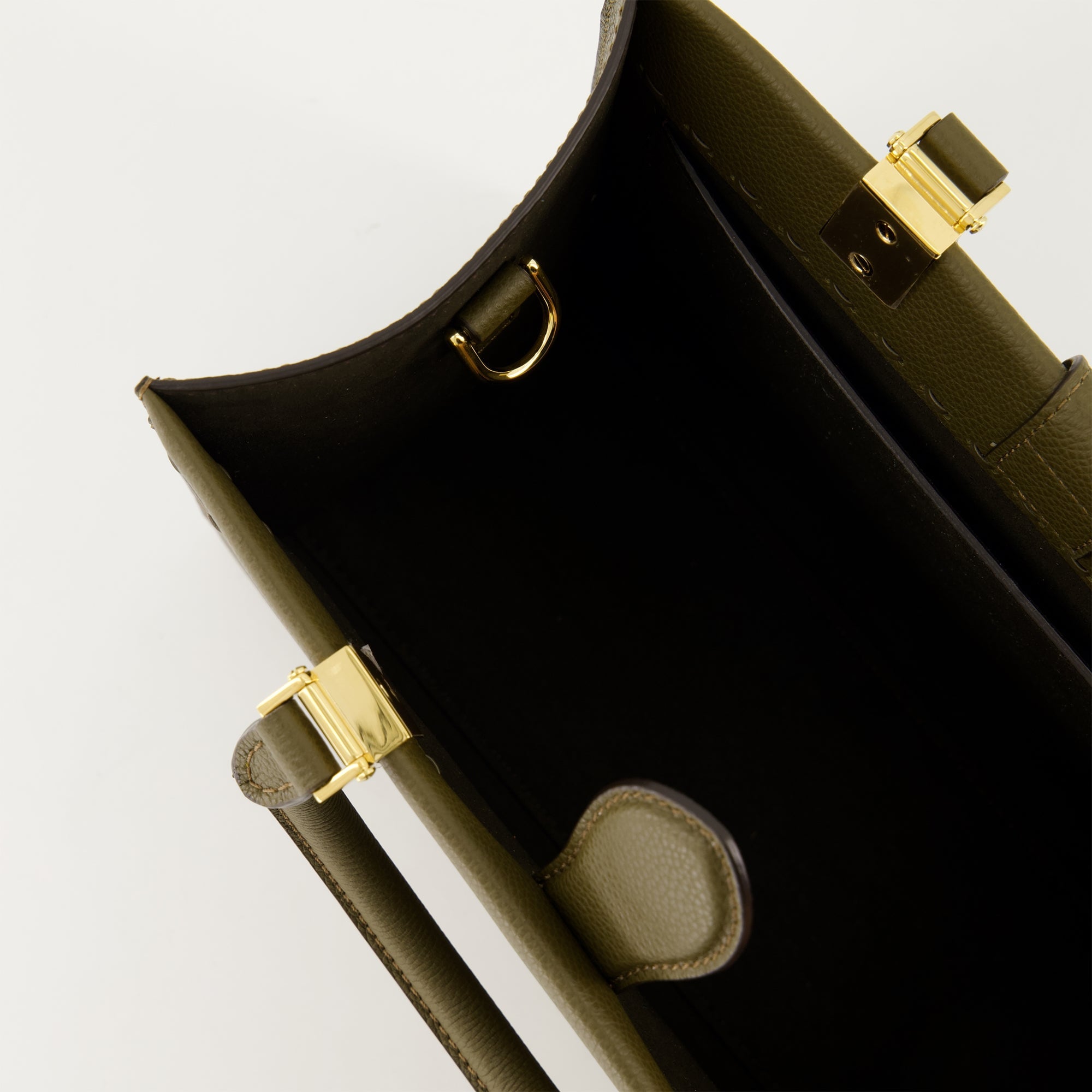 mini Sunshine bag, olive green bag, smooth leather bag, Autumn-Winter collection, adjustable strap handbag