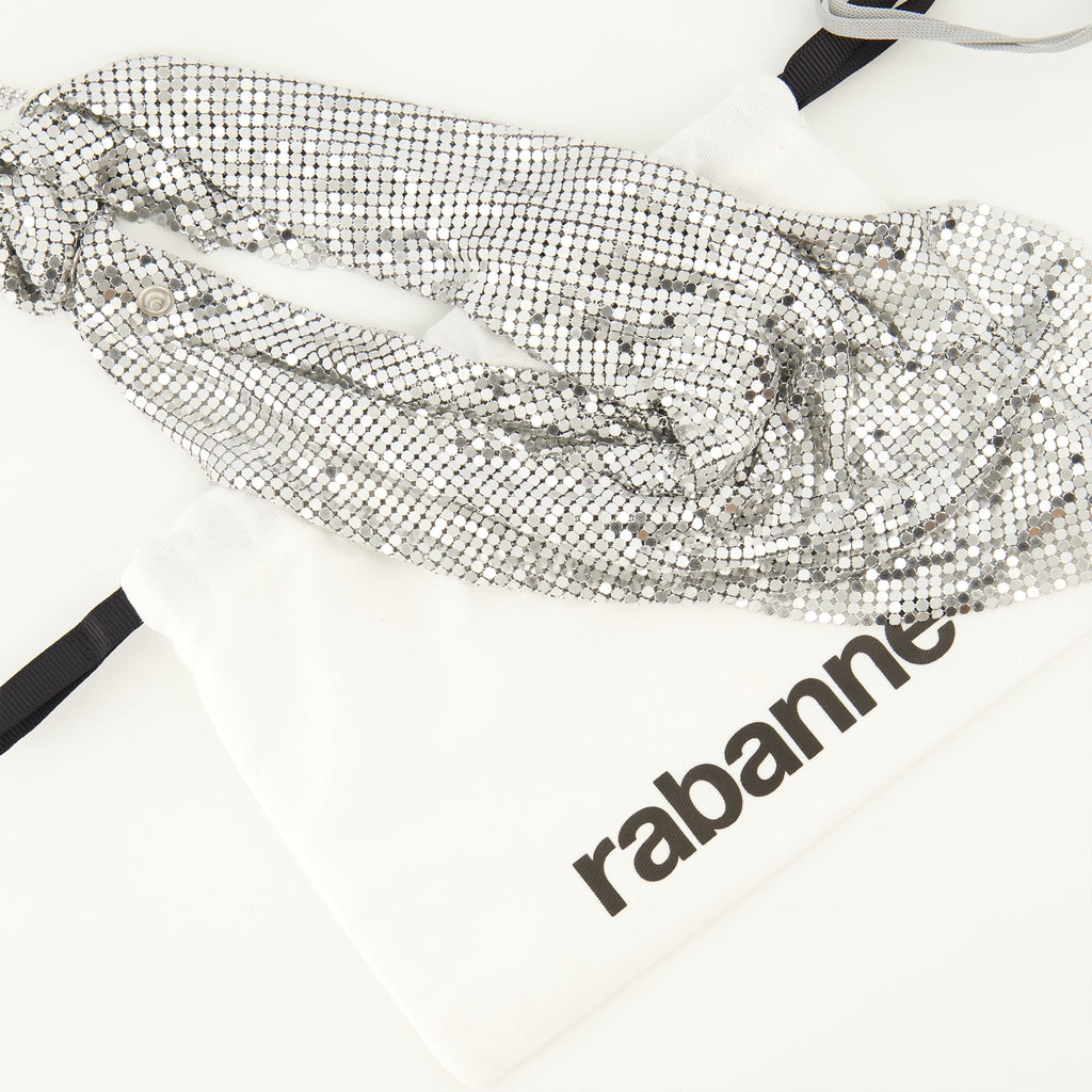 Rabanne scarf, metallic scarf, pixel design, accessory, Autumn-Winter 2025