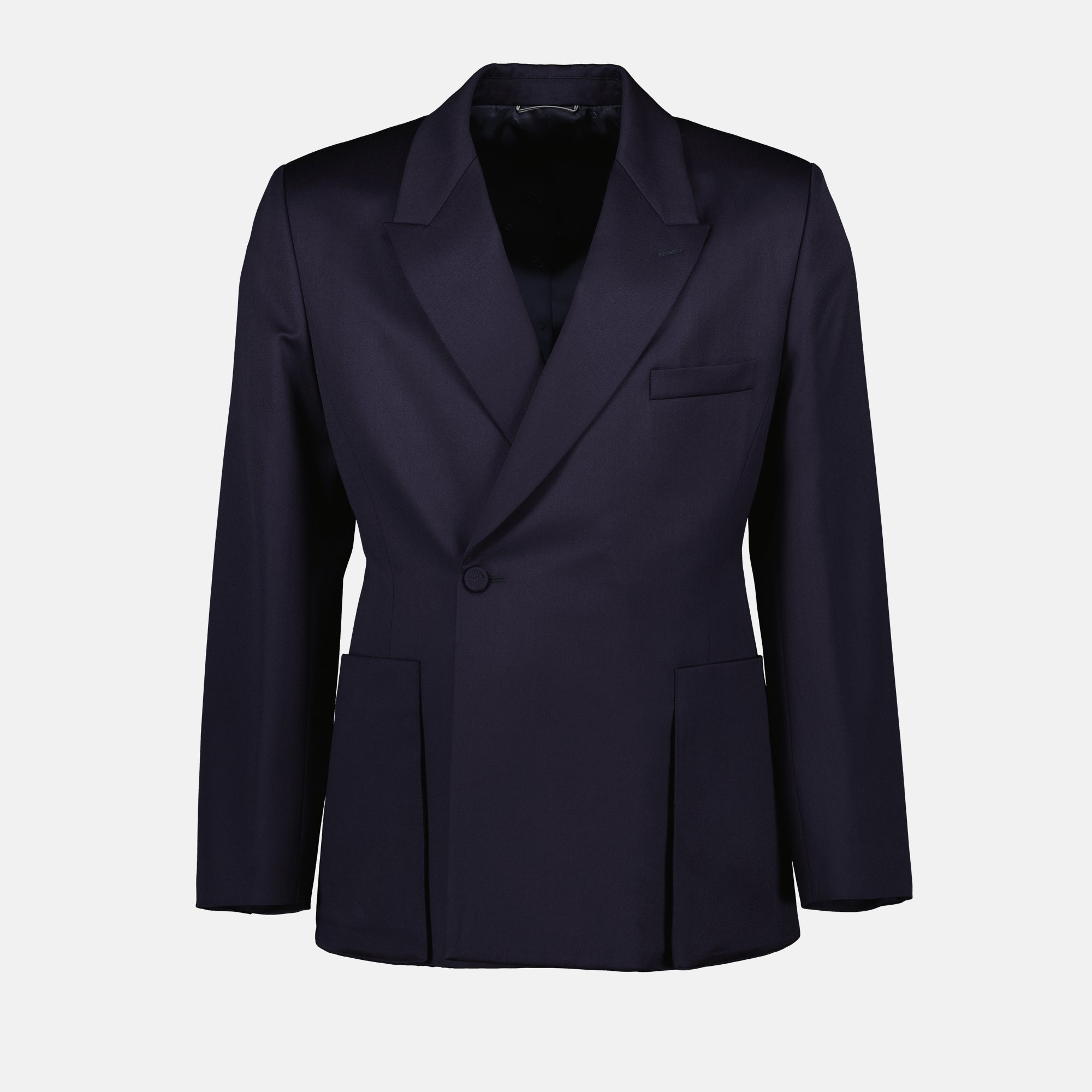 Image of Navy Wool Blazer Jacket by Dior for Men - Season Autumn-Winter 2024 - Front View