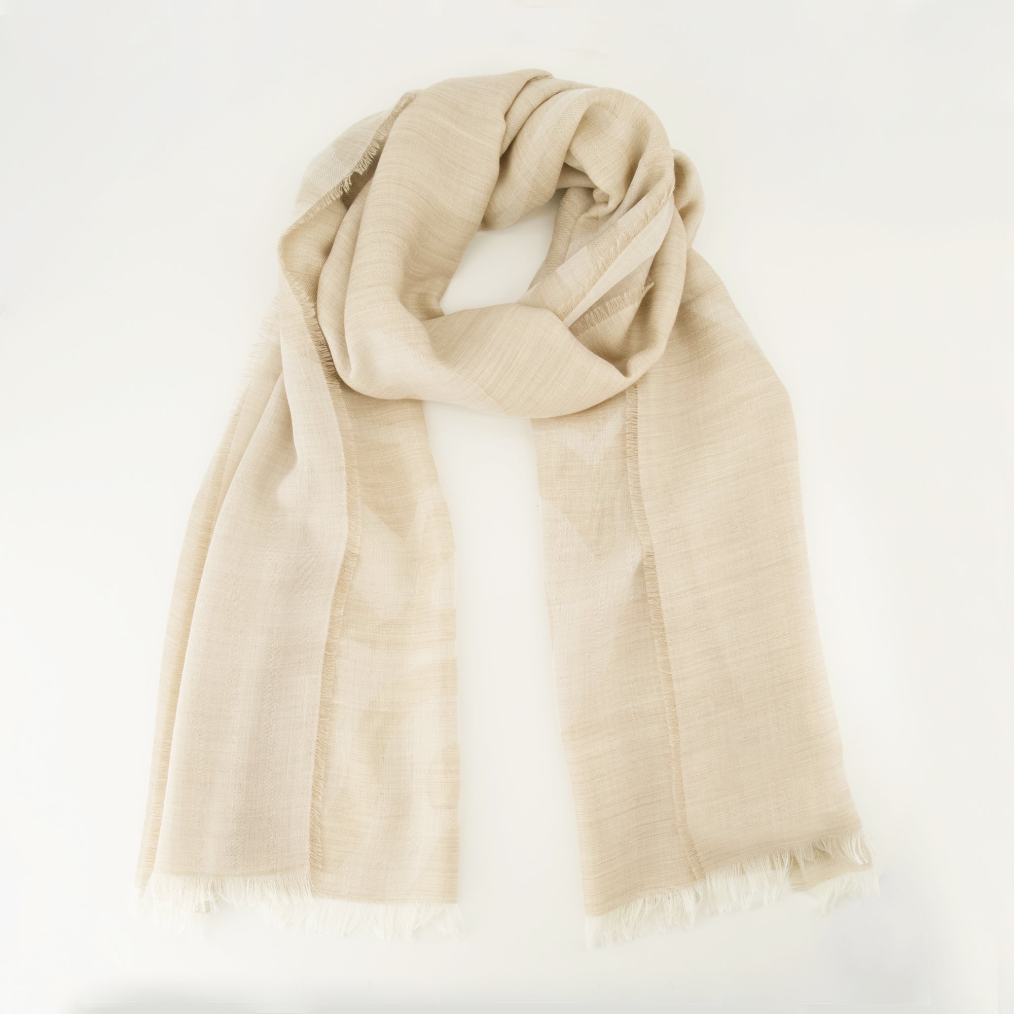 マックスマーラの女性用ベージュカシミヤシルクスカーフの画像 - シーズン春夏2026 - 詳細ビュー1