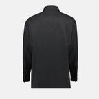 Imagem da camisa-jacket de lã cinza com detalhes em couro da Fendi para homens - Temporada Outono-Inverno 2024 - Detalhe 2