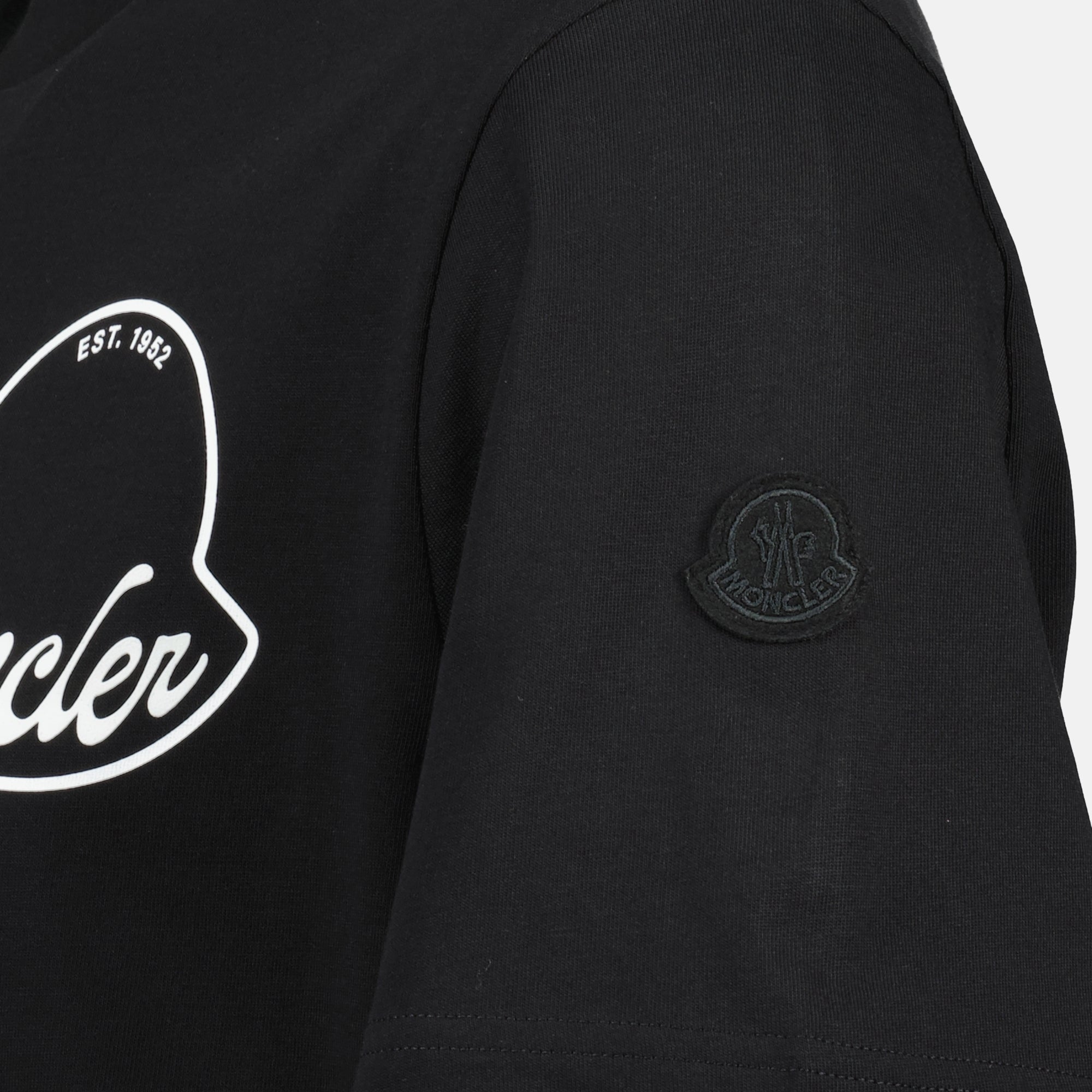 Image of Black Logo T-Shirt by Moncler for Men - Season Autumn-Winter 2025 - Detail View 8