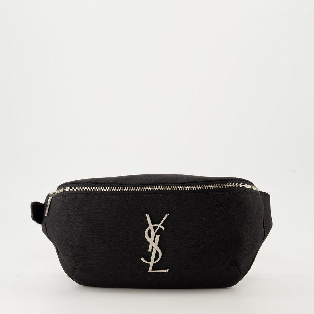 Saint Laurent waist bag, black nylon bag, adjustable strap bag, luxury accessories, Cassandre collection