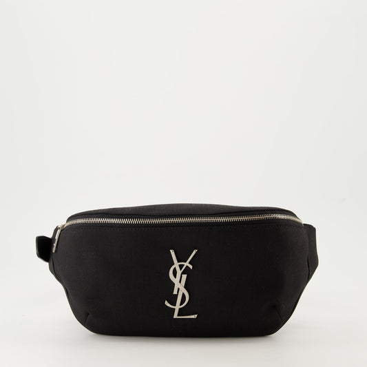 Saint Laurent waist bag, black nylon bag, adjustable strap bag, luxury accessories, Cassandre collection