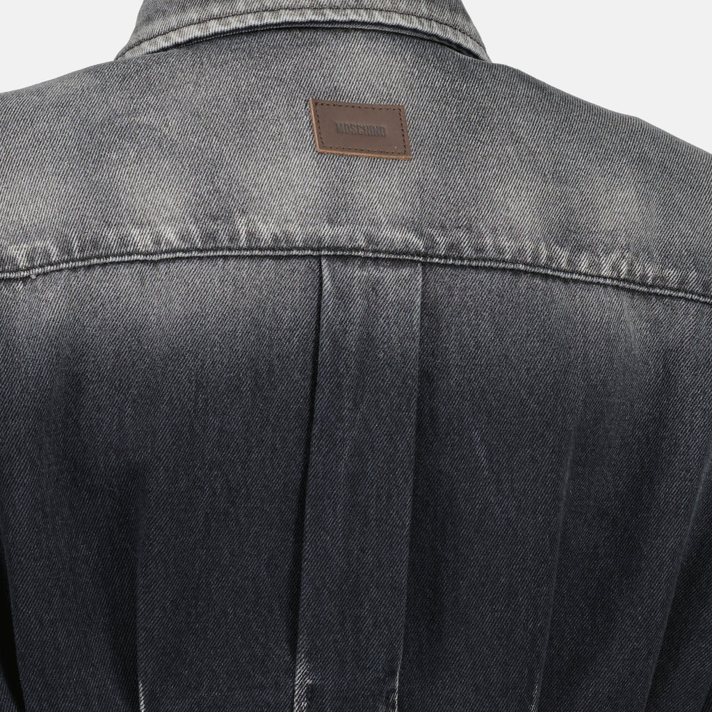 Moschino denim shirt, black shirt for women, tailored denim shirt, cotton denim clothing, stylish women's shirts