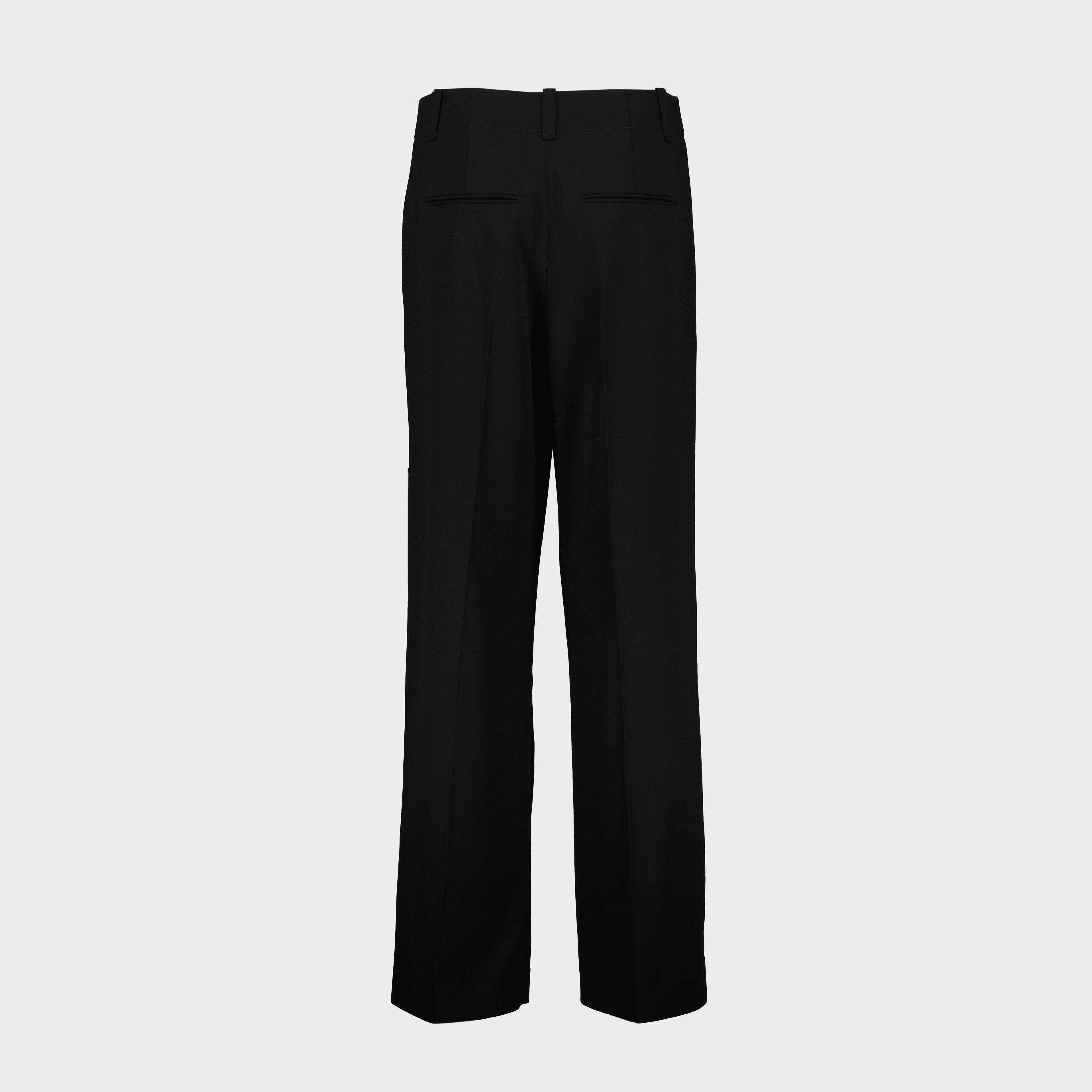 black trousers, Khaite Lenton trousers, straight-cut trousers, high-rise fit, women's fashion