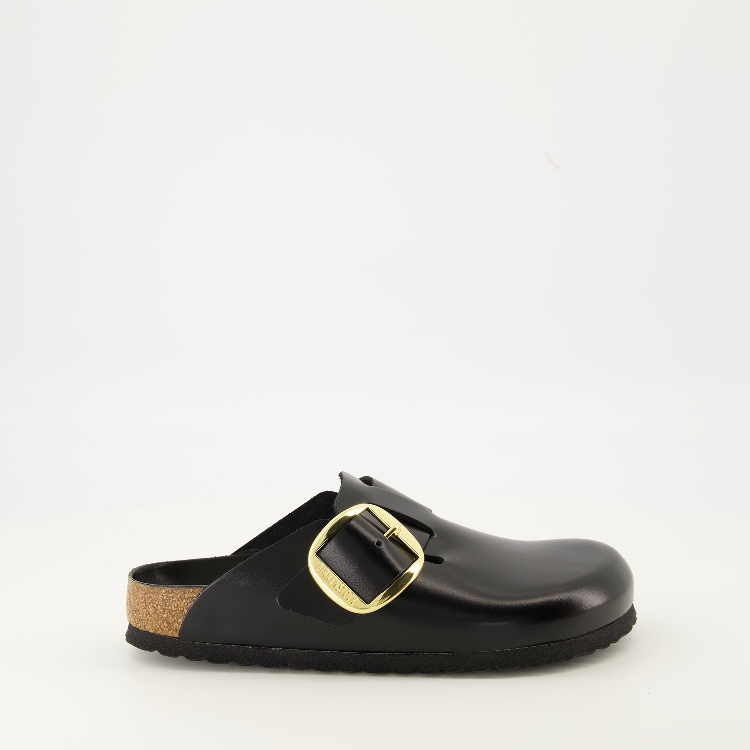 Birkenstock mules, black leather mules, Boston Big Buckle, comfortable footwear, adjustable mules