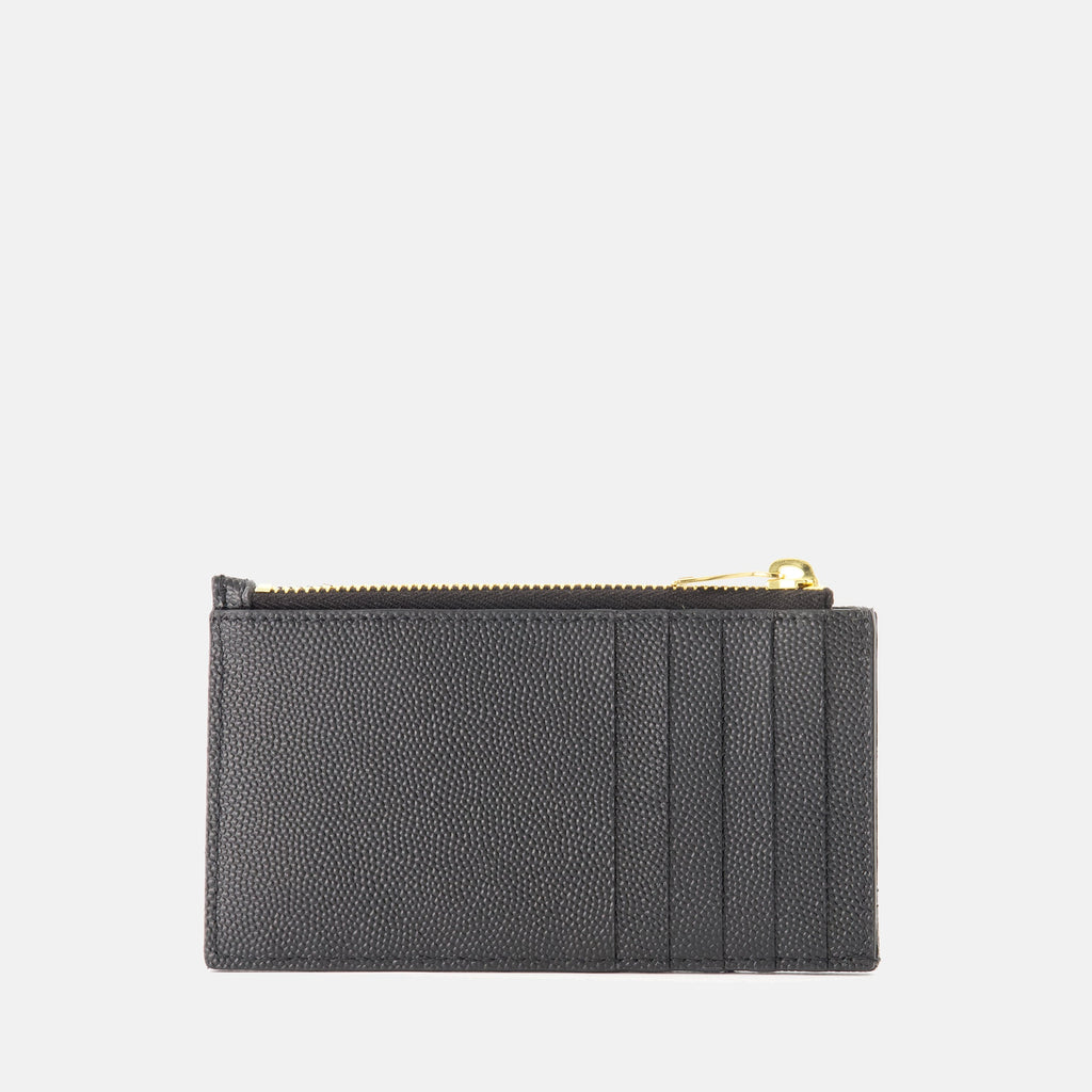 Cassandre wallet, Yves Saint Laurent, black textured leather, luxury accessories, fashion wallet