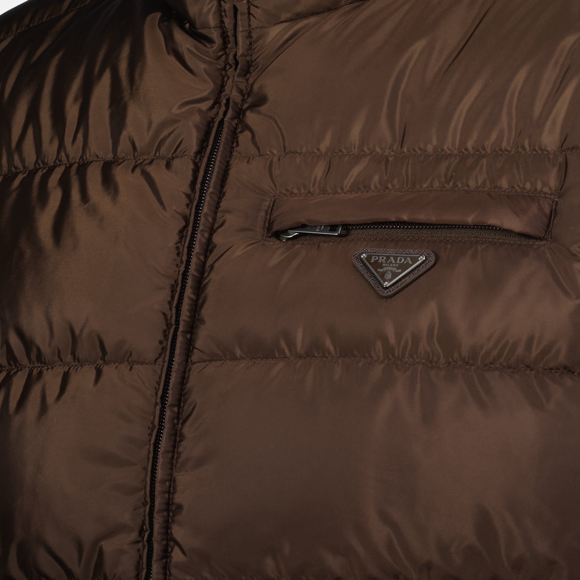 Doudoune Senza Maniche in Nylon Marrone