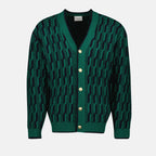 two-tone cardigan, cable knit sweater, wool cardigan, Drôle de Monsieur, Spring-Summer 2025