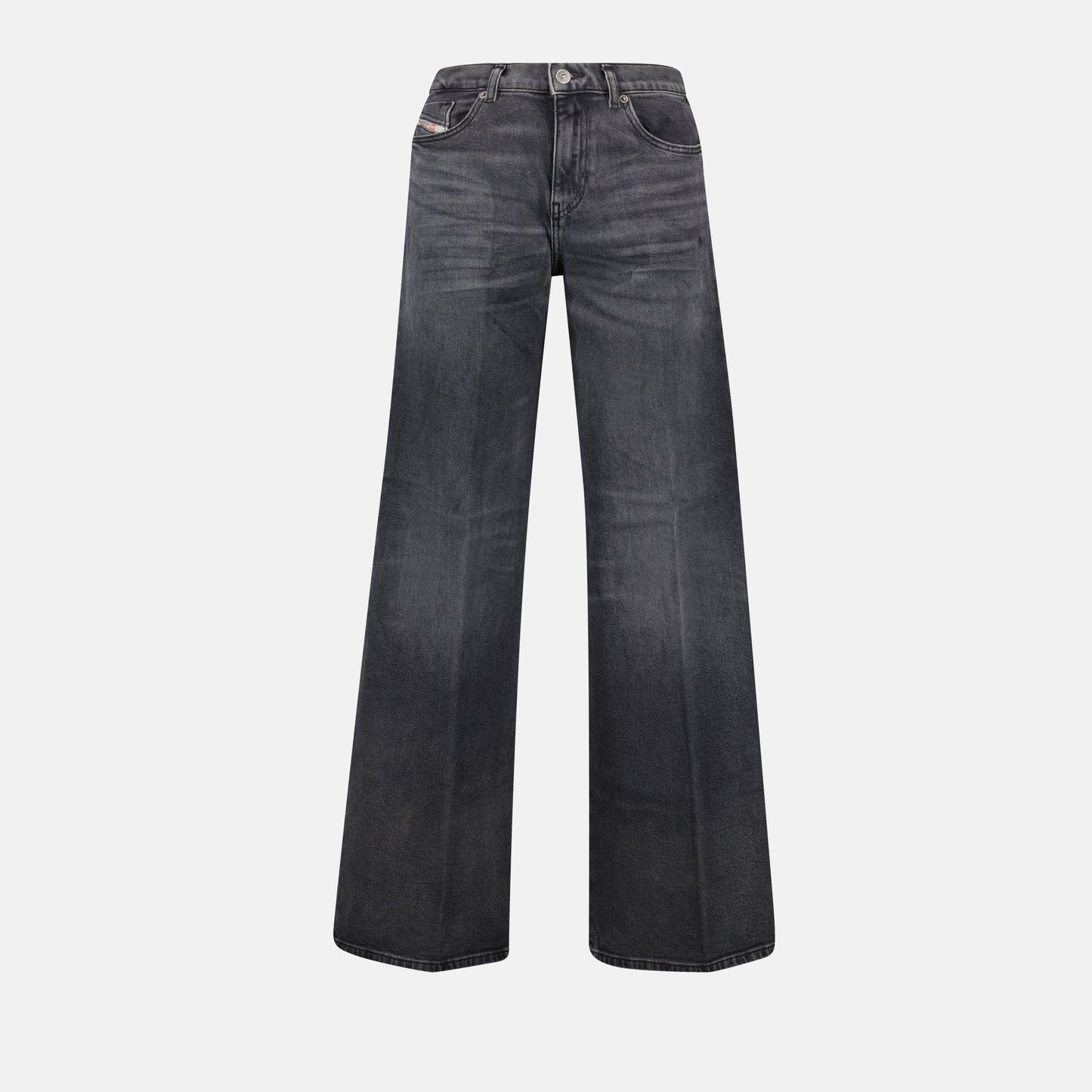 Diesel jeans, wide cut jeans, black denim, relaxed fit, five-pocket design