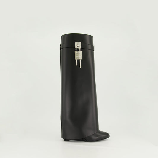 Shark Lock Boots, Givenchy Footwear, Black Leather Boots, Womens Fashion Boots, Metal Accent Boots