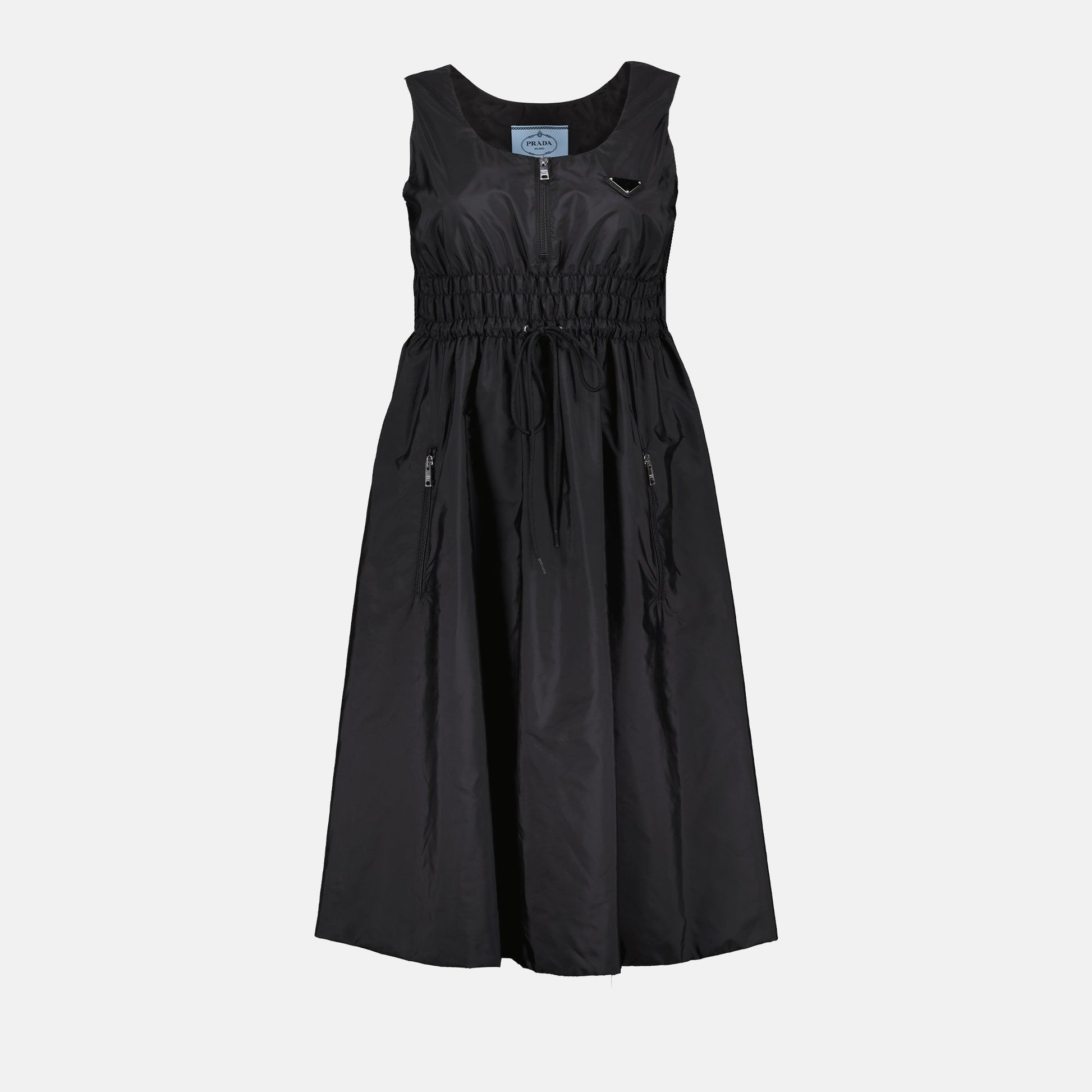 Prada dress, black Re-Nylon, sleeveless dress, luxury fashion, eco-friendly fashion