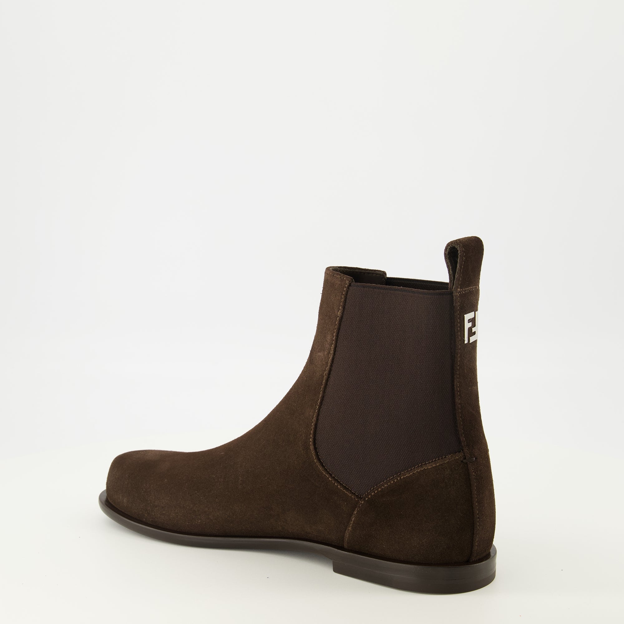 Fendi Chelsea Boots, FF Squared, brown suede boots, pull-on boots, premium footwear