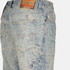Image of Distressed Blue-Grey Denim Jeans by Diesel for Men - Season Autumn-Winter 2024 - Detail View 5