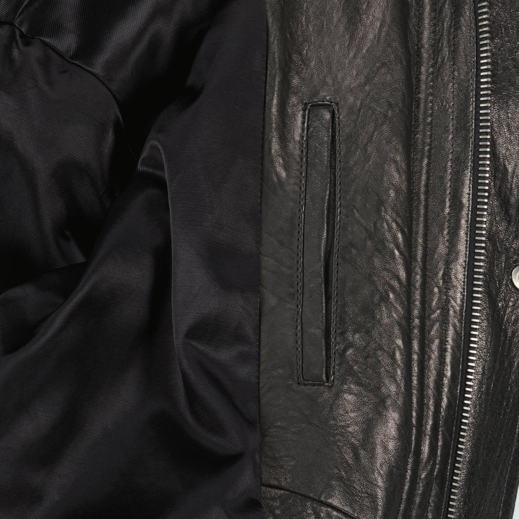 black bomber jacket, lambskin jacket, Saint Laurent outerwear, men's leather jacket, designer bomber jacket