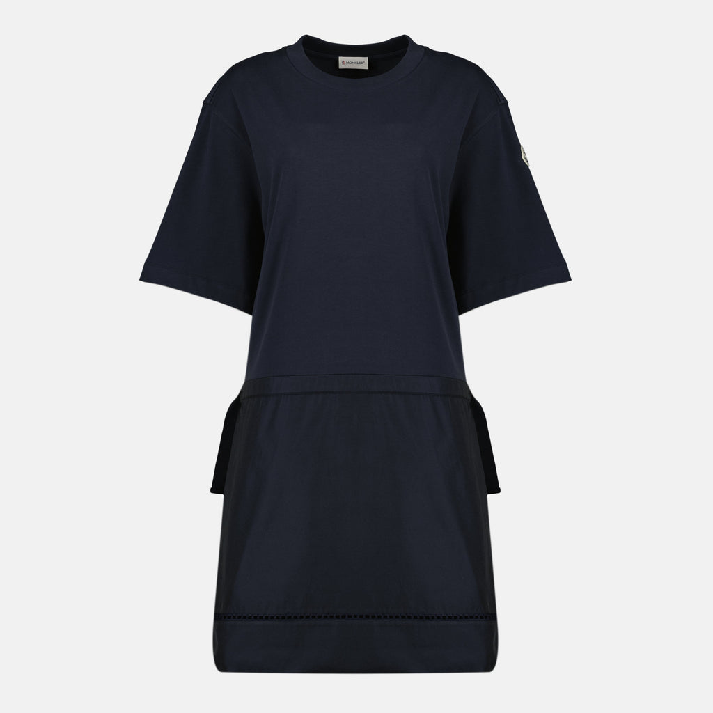 Image de Robe en coton bleu marine par Moncler pour Femmes - Saison Printemps-Été 2026 - Vue de Face